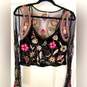 Free people embroidered velvet top